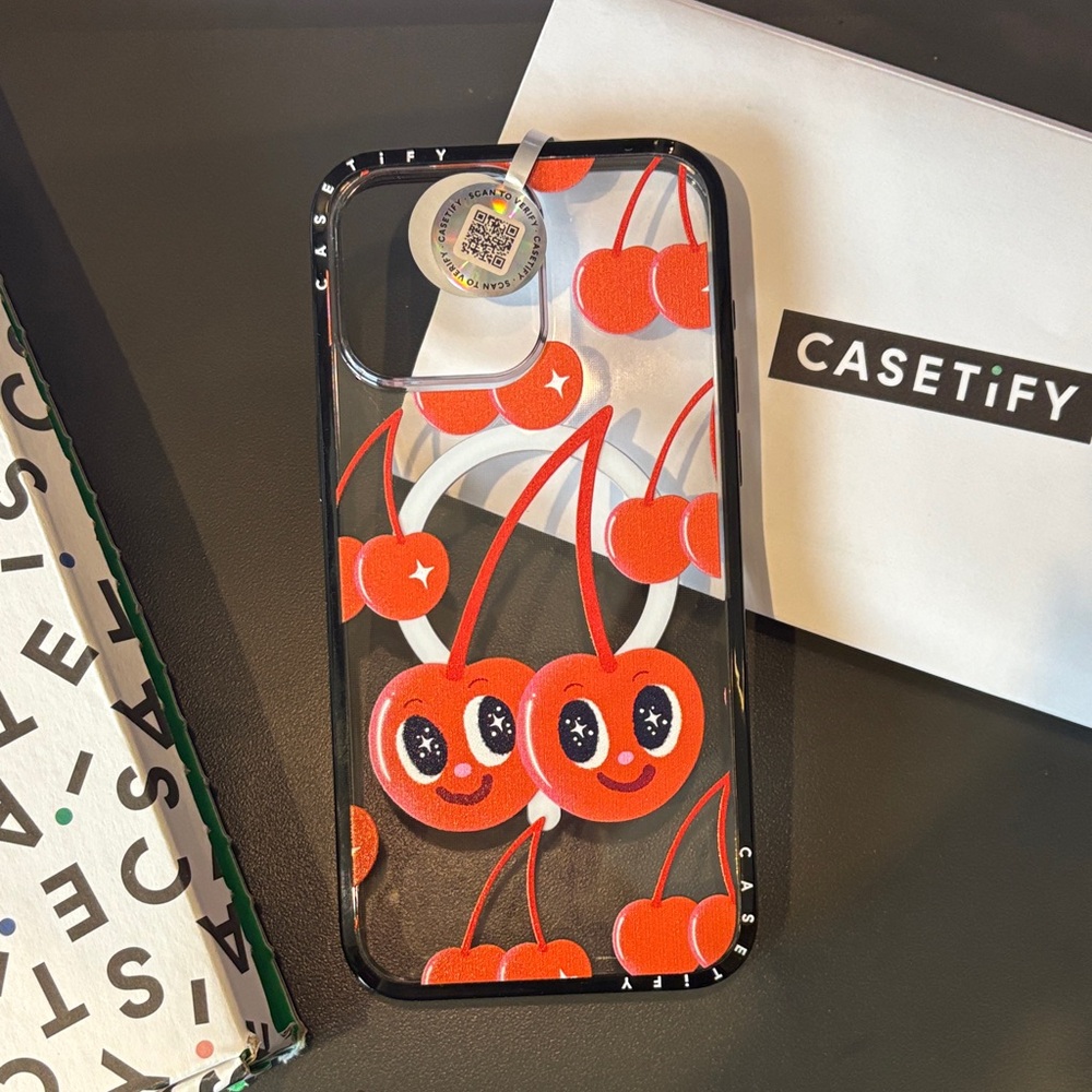 Casetify Cherry Smiley Phone Case - Black and Red